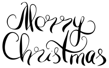 Obraz premium Merry Christmas words. Brush lettering text. Isolated on white background. Vector design