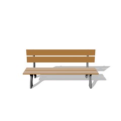 Park bench. Isolated on white background. 3D rendering illustrat