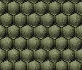 Metallic background with hexagonal grid. Abstract metal texture. Seamless pattern. 