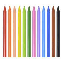 Colored pencils, crayons isolated on white background