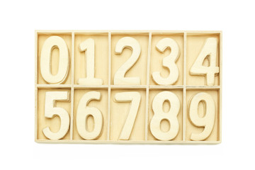 Wooden Numbers Set on a white background