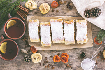 strudel with dried fruits