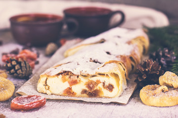 strudel with dried fruits