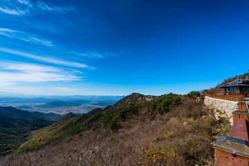 Mountain Landmarks in South Korea Biseulsan National Park The best Image of landscape Mountain autumn in South Korea.