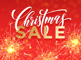 Sparklers and firework light Christmas Sale poster