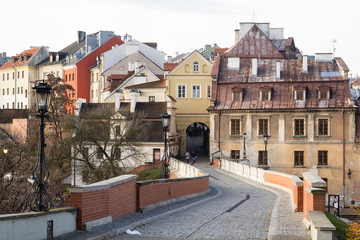 Fototapeta na wymiar Streets of Lublin old town in Eastern Europe, Poland