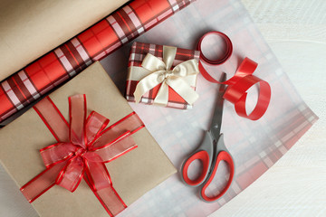 Gift wrapping. The concept of the new year.