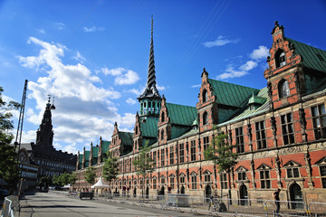 Slotsholmen, view on a famous Old Stock Exchange -Børsen. The t