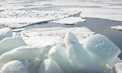 Winter, sea, snow-covered ice