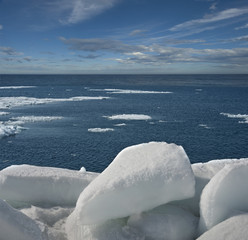 Winter, sea, snow-covered ice