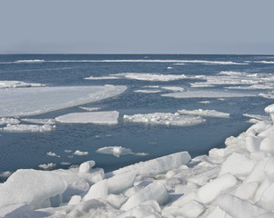 Winter, sea, snow-covered ice
