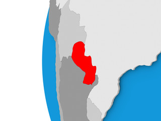 Paraguay on globe