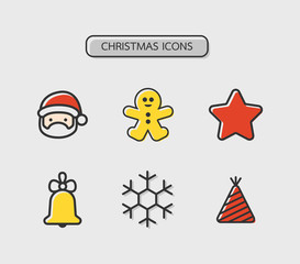 Christmas icons decorative for website or card such as Santa Cla