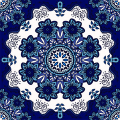 Seamless pattern with mandalas in beautiful colors. Vector background