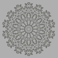 Mandala Isolated on Grey Background. Round Ornament