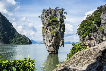 Beautiful lagoon landscape of James Bond Island rounded with mountains in Phuket island, Thailand. Horizontal outdoors shot © theartofphoto