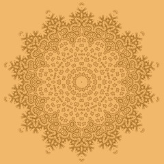 Mandala Isolated on Orange Background. Round Ornament