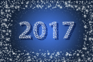 White snowflakes on an abstract blue background