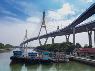 The Bhumibol Bridge across the river