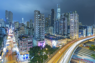 Fototapeta na wymiar Busy traffic in Hong Kong city at night