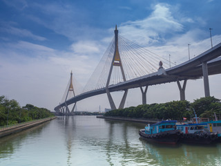 The Bhumibol Bridge across the river