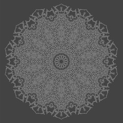 Mandala Isolated on Grey Background. Round Ornament