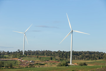 Fototapeta premium Wind turbines on sunny morning