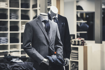 Men elegant clothing showcase