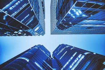 Modern skyscrapers in a business district