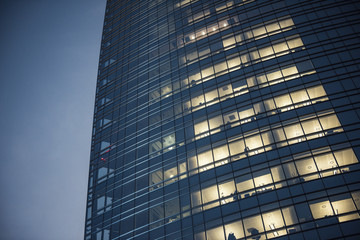 corporate bulding at night