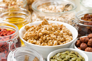 fresh ingredients for healthy breakfast, closeup