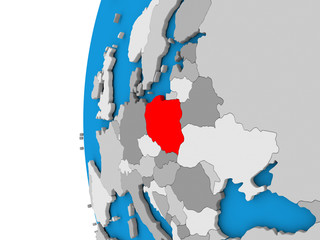 Obraz premium Poland on globe