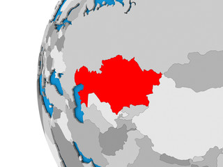Kazakhstan on globe