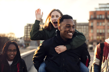 Friends enjoying on bridge