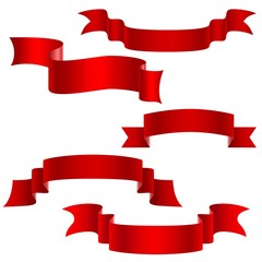 Red decorative ribbons set