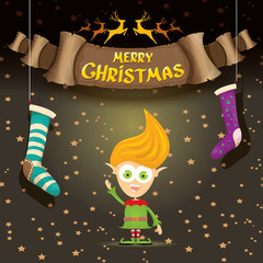 vector cartoon cute merry Christmas elf