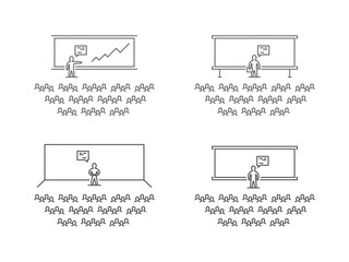 Vector line icon presentation, training and seminar