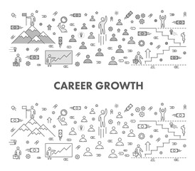 Line design concept web banner for career growth