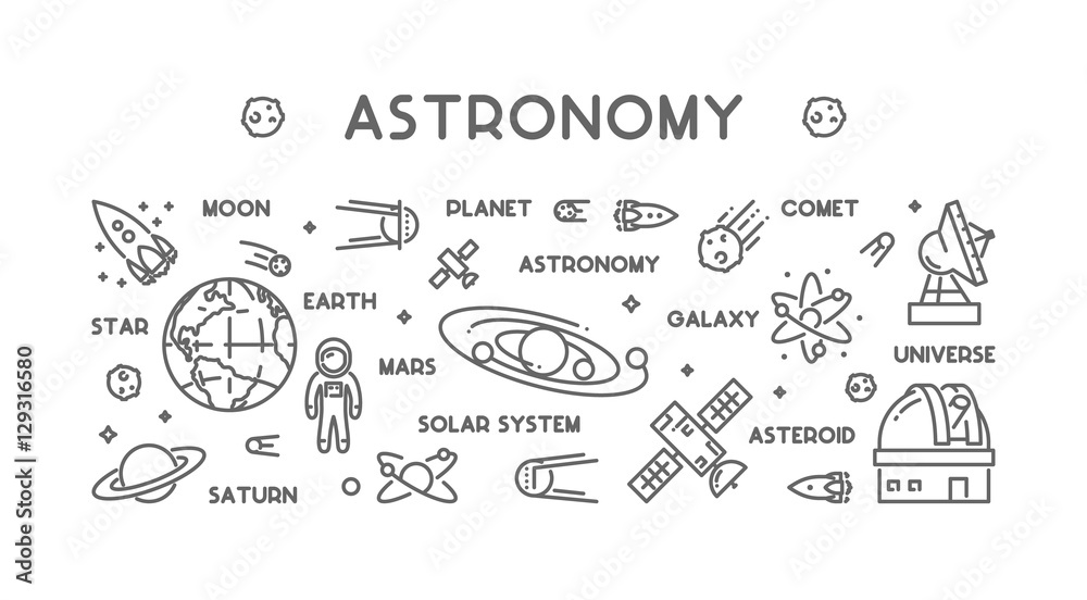 Poster vector line web concept for astronomy