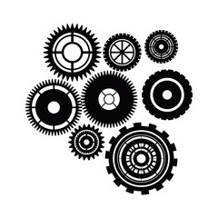 Gears icon. Cog circle wheel machine part and technology theme. Isolated design. Vector illustration