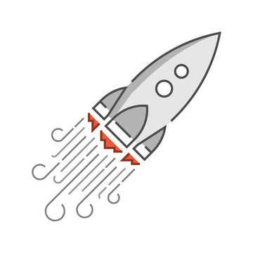 recommend clip art: Vector line rocket icon. Symbol start and growth