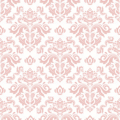 Seamless classic vector pink pattern. Traditional orient ornament. Classic vintage background