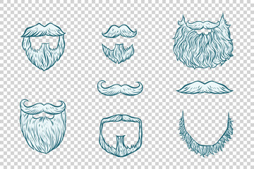 Set of beard and mustache Santa Claus