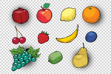 set of fruits and berries