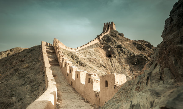 Jiayuguan Great Wall of Ming Dynasty, Gansu China.