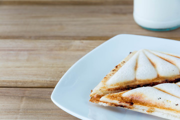 Bread and milk for breakfast or morning time