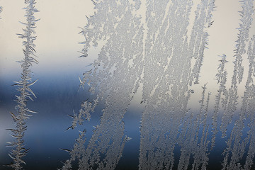 winter pattern of ice crystals on glass