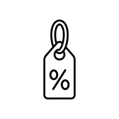 price tag sale percent sign label line black icon on white background