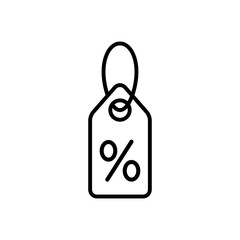 price tag sale percent sign label line black icon on white background