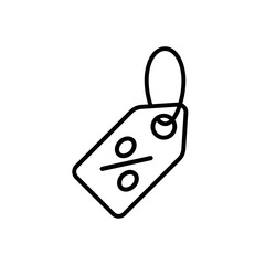 price tag sale percent sign label line black icon on white backgroun